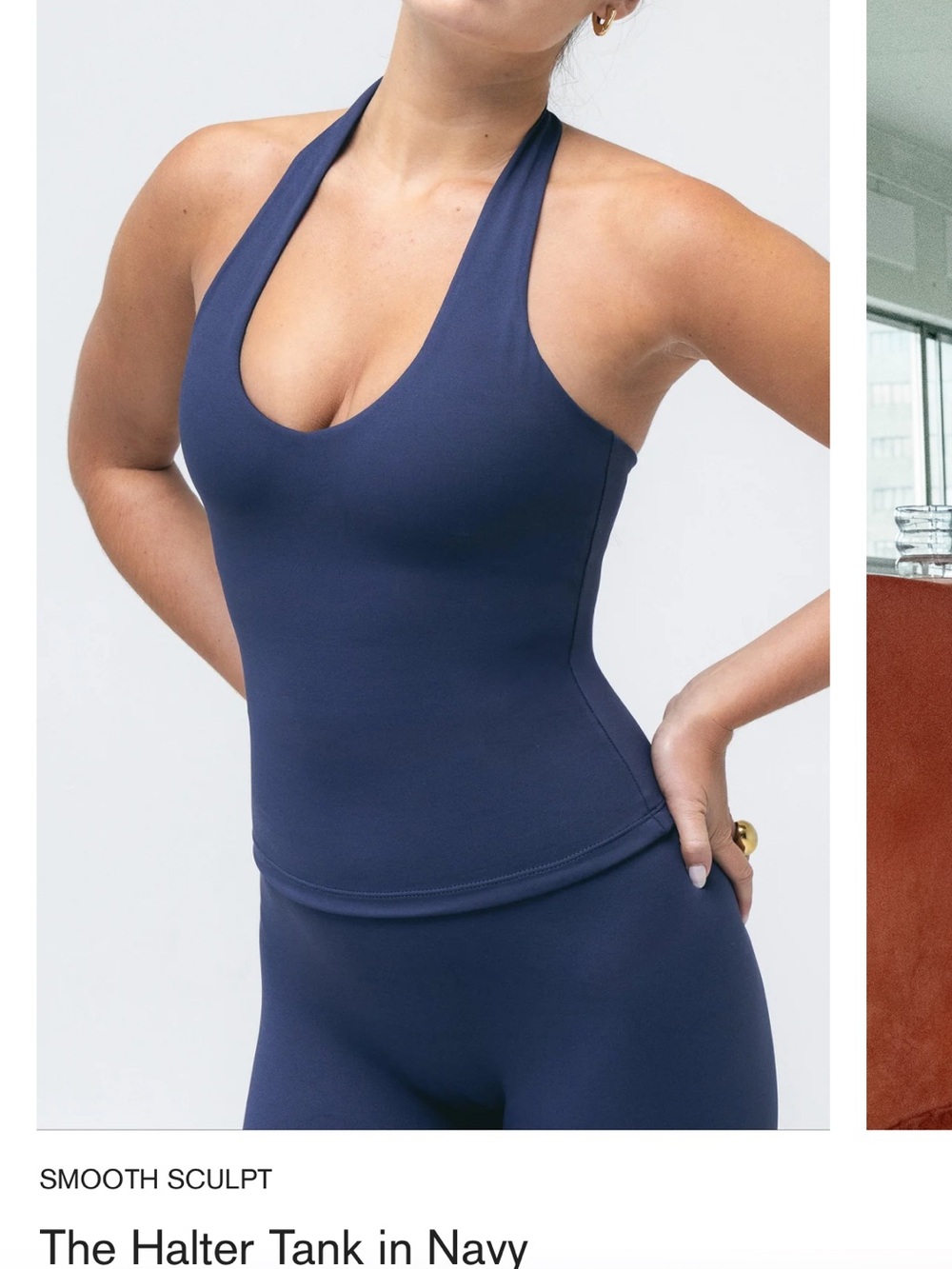 Halter Tank in Navy — Women’s Sculpting Halter Top